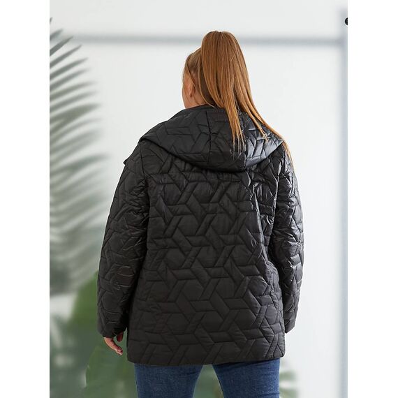 Женская демисезонная куртка цвет черный, Цвет: Черный, Размер: 56, изображение 4