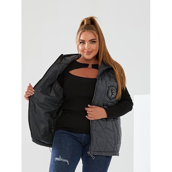 Женская жилетка с капюшоном цвет графит, Цвет: Графитовый, Размер: 56, изображение 7