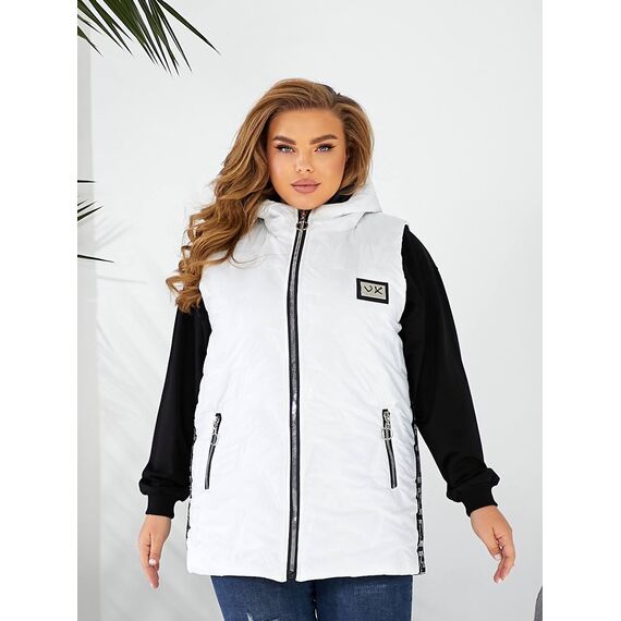 Женская жилетка цвет с капюшоном цвет белый, Цвет: Белый, Размер: 56, изображение 4