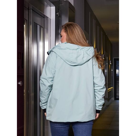 Женская ветровка с капюшоном на подкладке голубого цвета, Цвет: Голубой, Размер: 60, изображение 4