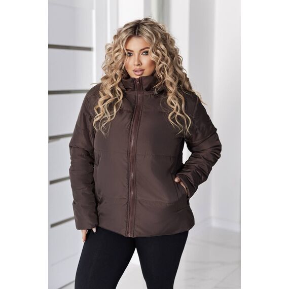 Женская демисезонная куртка цвета шоколад, Цвет: Коричневый, Размер: 52
