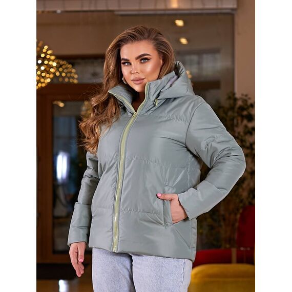 Женская демисезонная куртка цвет оливковый, Цвет: Оливковый, Размер: 64, изображение 2