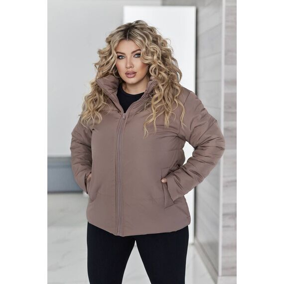 Женская демисезонная куртка цвета капучино, Цвет: Темно-бежевый, Размер: 60