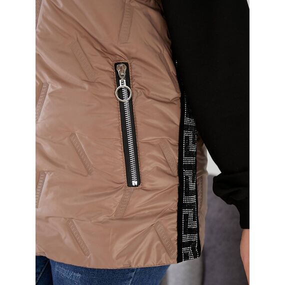 Женская жилетка цвет с капюшоном цвет мокко, Цвет: Темно-бежевый, Размер: 48, изображение 8