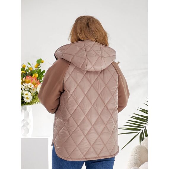 Женская демисезонная куртка цвета моко, Цвет: Темно-бежевый, Размер: 48, изображение 3