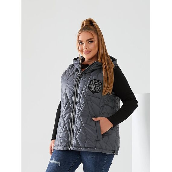 Женская жилетка с капюшоном цвет графит, Цвет: Графитовый, Размер: 56, изображение 5