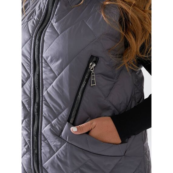Женская жилетка с капюшоном цвет графит, Цвет: Графитовый, Размер: 56, изображение 3