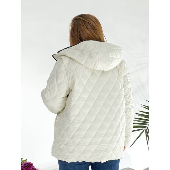 Женская демисезонная куртка молочного цвета, Цвет: Молочный, Размер: 56, изображение 5