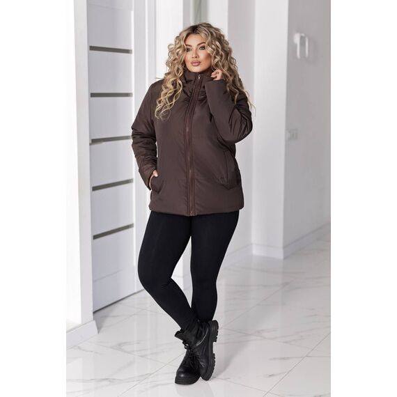 Женская демисезонная куртка цвета шоколад, Цвет: Коричневый, Размер: 52, изображение 3