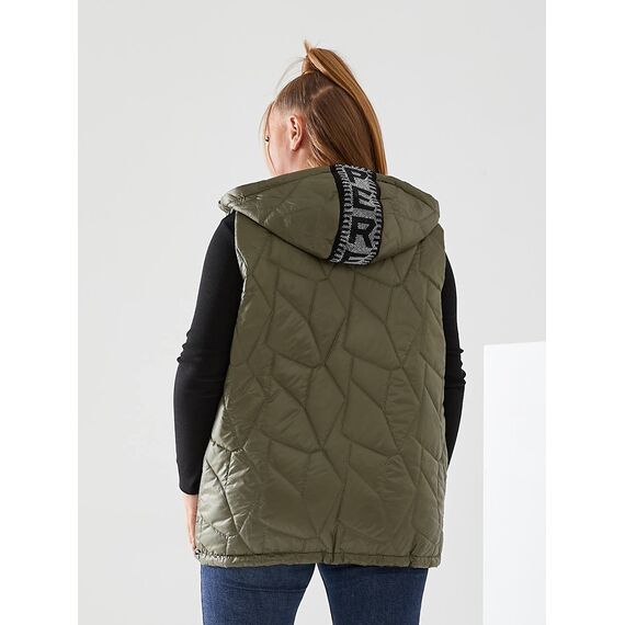 Женская жилетка с капюшоном цвет хаки, Цвет: Хаки, Размер: 56, изображение 3