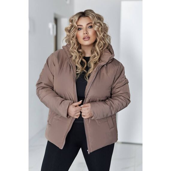 Женская демисезонная куртка цвета капучино, Цвет: Темно-бежевый, Размер: 60, изображение 3