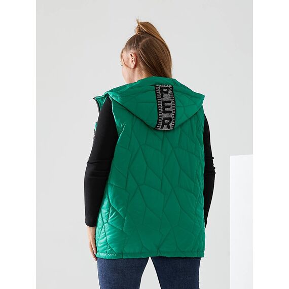 Женская жилетка с капюшоном цвет зеленый, Цвет: Зеленый, Размер: 56, изображение 7