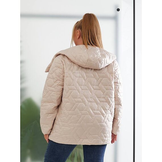 Женская демисезонная куртка цвет молочный, Цвет: Молочный, Размер: 56, изображение 2