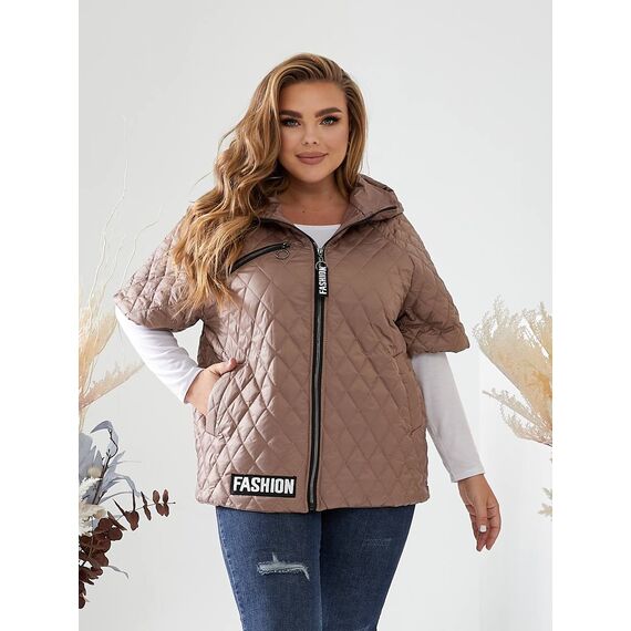 Женская жилетка цвет мокко, Цвет: Темно-бежевый, Размер: 56, изображение 5