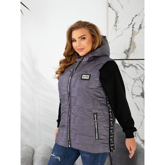 Женская жилетка цвет с капюшоном цвет графит, Цвет: Графитовый, Размер: 56, изображение 7