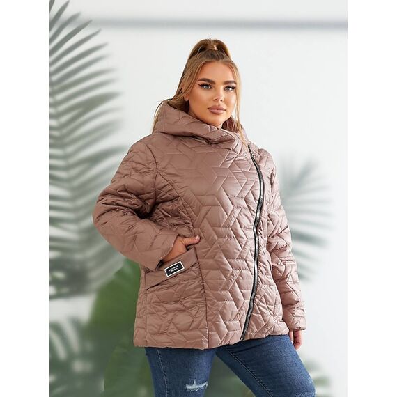 Женская демисезонная куртка цвет мокко, Цвет: Темно-бежевый, Размер: 56, изображение 7