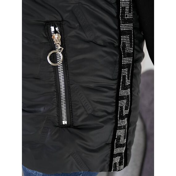 Женская жилетка цвет с капюшоном цвет черный, Цвет: Черный, Размер: 56, изображение 3