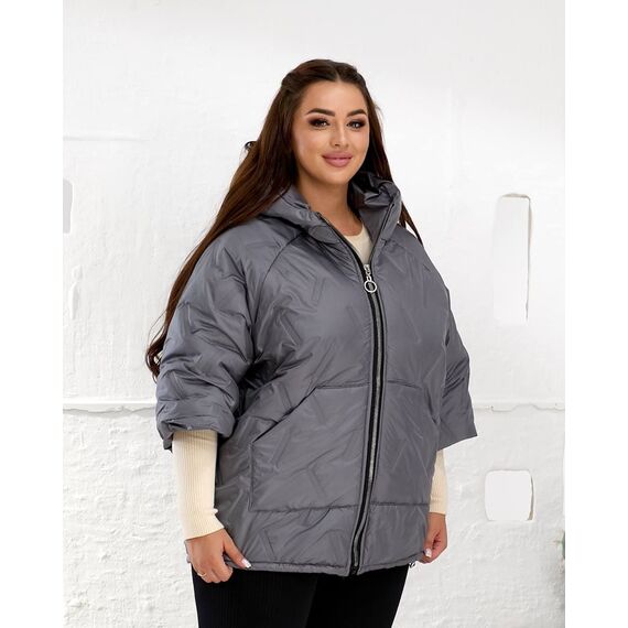 Женский теплый жилет с рукавами 3/4 цвет графит, Цвет: Графитовый, Размер: 50, изображение 7