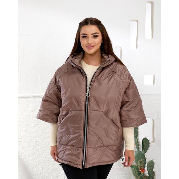 Женский теплый жилет с рукавами 3/4 цвет мокко, Цвет: Темно-бежевый, Размер: 50, изображение 10