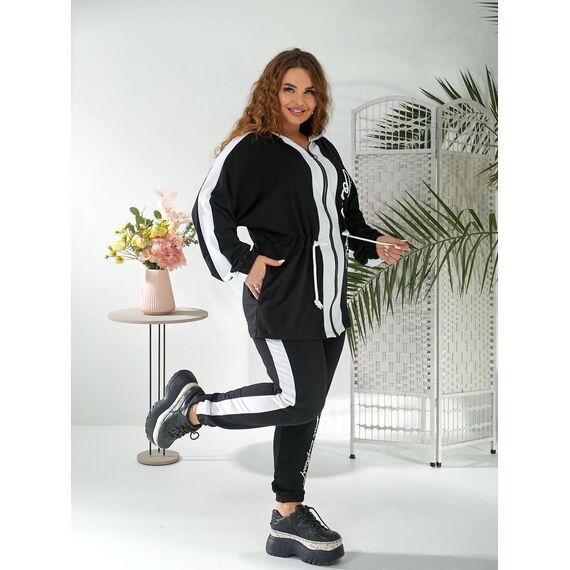 Женский прогулочный костюм черного цвета, Цвет: Черный, Размер: 48, изображение 8