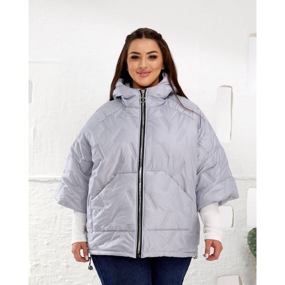 Женский теплый жилет с рукавами 3/4 цвет светло-серый, Цвет: Светло-серый, Размер: 50, изображение 5