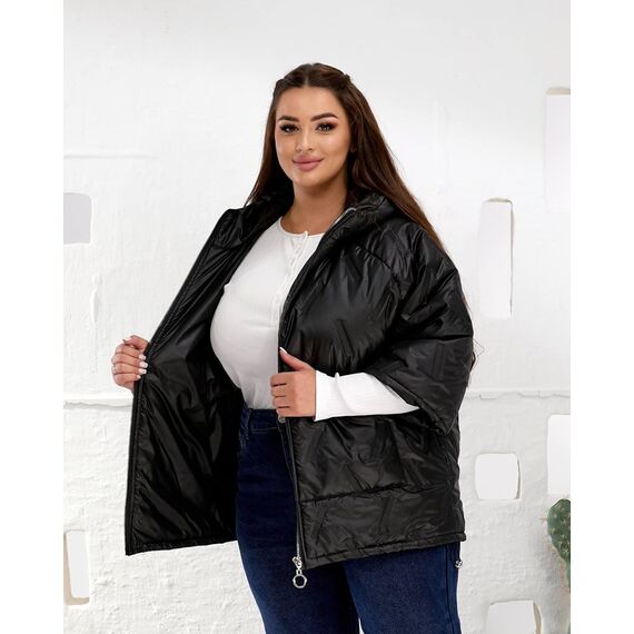 Женский теплый жилет с рукавами 3/4 цвет черный, Цвет: Черный, Размер: 50, изображение 2