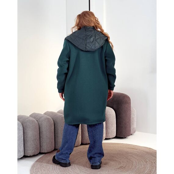 Женский демисезонный теплый кардиган смарагдового цвета, Цвет: Изумрудный, Размер: 48, изображение 2