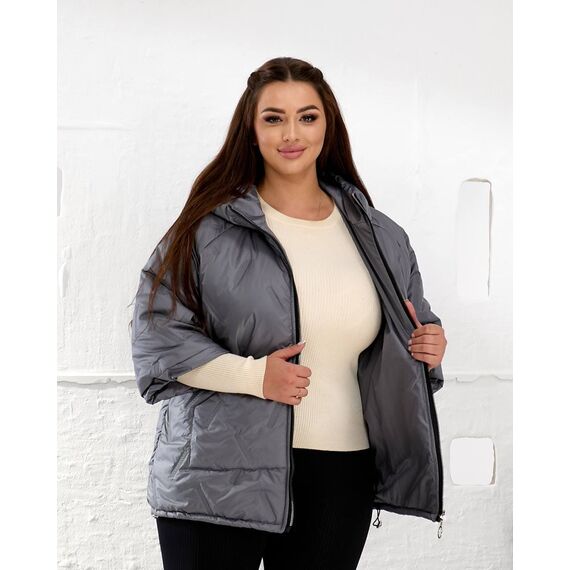 Женский теплый жилет с рукавами 3/4 цвет графит, Цвет: Графитовый, Размер: 50, изображение 9