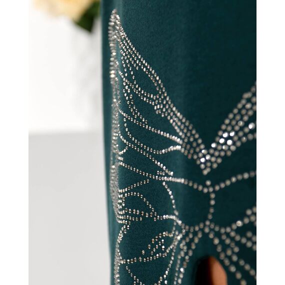 Женское трикотажное платье миди свободного кроя цвет изумрудный, Цвет: Изумрудный, Размер: 48, изображение 8