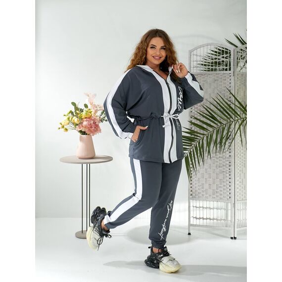 Женский прогулочный костюм графитового цвета, Цвет: Серый, Размер: 48, изображение 7