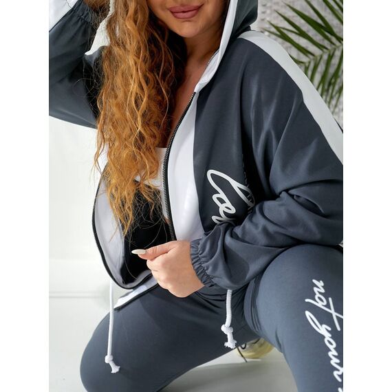 Женский прогулочный костюм графитового цвета, Цвет: Серый, Размер: 48, изображение 9