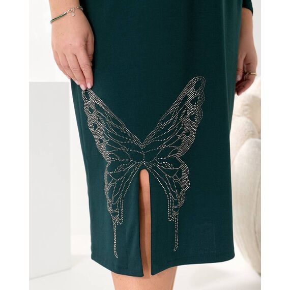 Женское трикотажное платье миди свободного кроя цвет изумрудный, Цвет: Изумрудный, Размер: 48, изображение 6