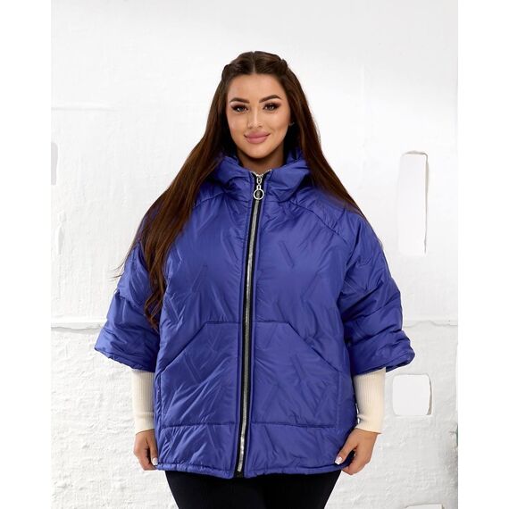 Женский теплый жилет с рукавами 3/4 цвет электрик, Цвет: Синий, Размер: 50, изображение 8