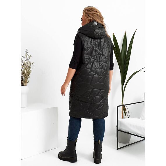 Женский жилет прямого кроя черный цвет, Цвет: Черный, Размер: 56, изображение 2