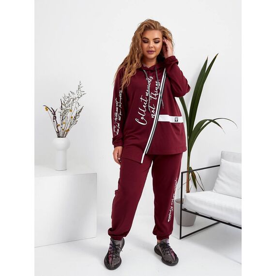 Женский спортивный костюм цвет марсала, Цвет: Бордовый, Размер: 56, изображение 4