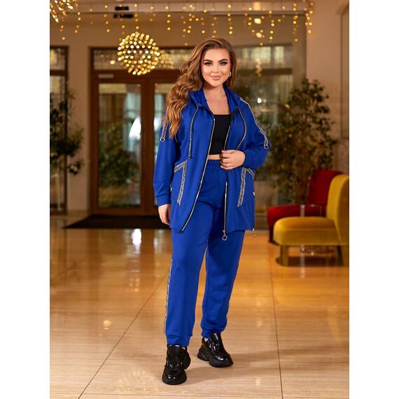 Женский спортивный костюм цвет электрик, Цвет: Темно-синий, Размер: 52