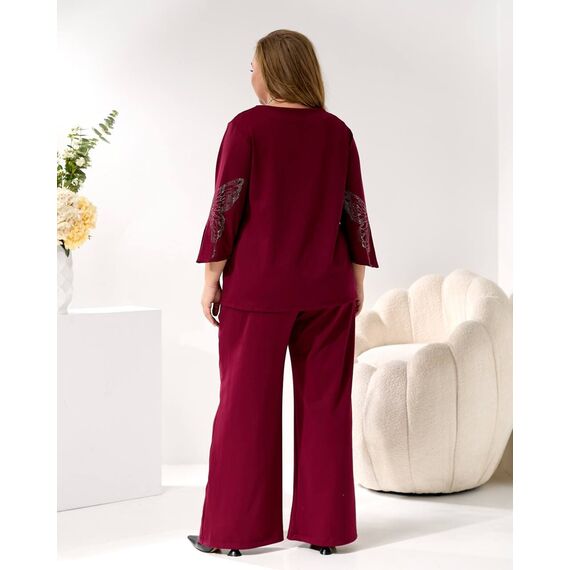 Женский трикотажный костюм двойка цвет бордовый, Цвет: Бордовый, Размер: 48, изображение 4