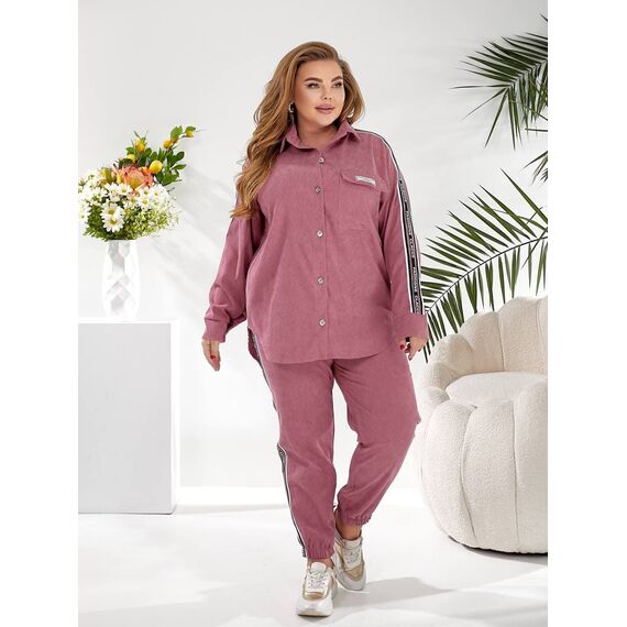 Женский прогулочный костюм цвета фрез, Цвет: Розовый, Размер: 48, изображение 4