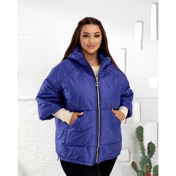 Женский теплый жилет с рукавами 3/4 цвет электрик, Цвет: Синий, Размер: 50, изображение 3