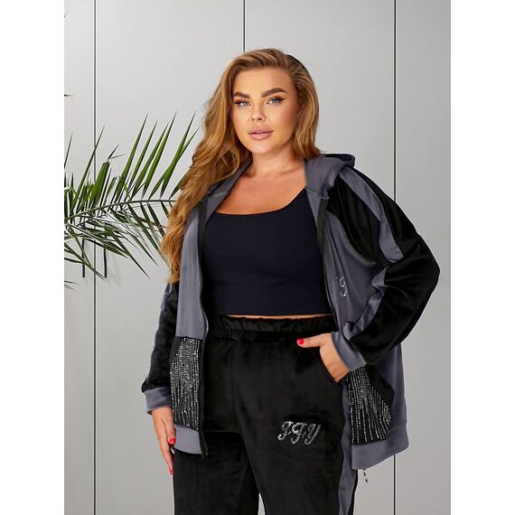 Женский пргулочный костюм двойка цвет графит-черный, Цвет: Графитовый, Размер: 48, изображение 7