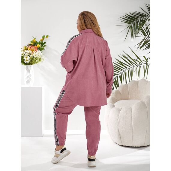 Женский прогулочный костюм цвета фрез, Цвет: Розовый, Размер: 48, изображение 2