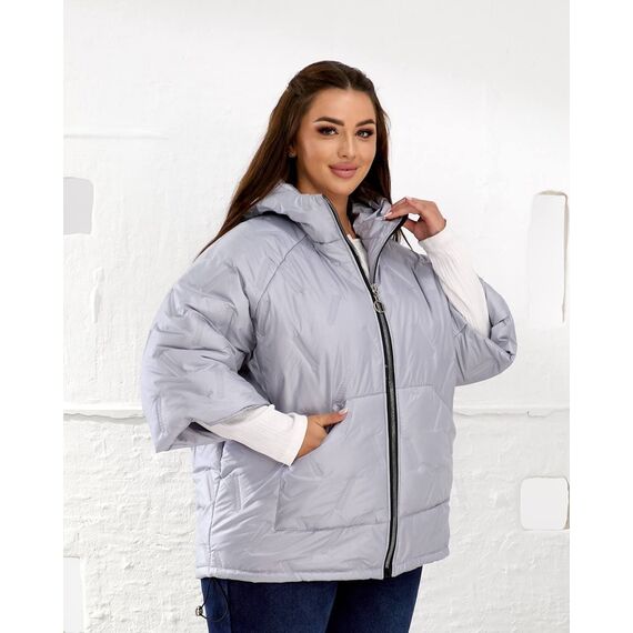 Женский теплый жилет с рукавами 3/4 цвет светло-серый, Цвет: Светло-серый, Размер: 50, изображение 9