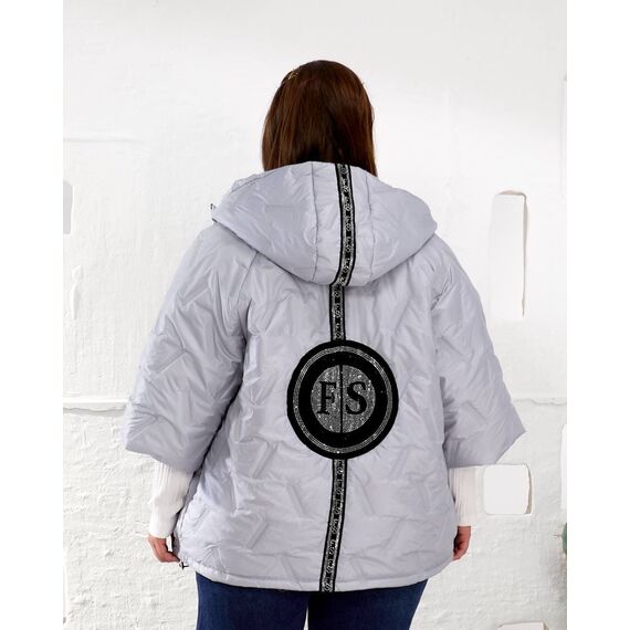 Женский теплый жилет с рукавами 3/4 цвет светло-серый, Цвет: Светло-серый, Размер: 50, изображение 4