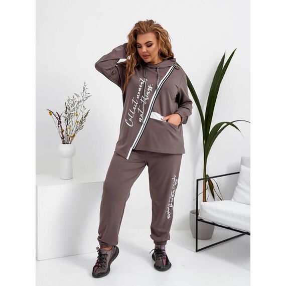 Женский спортивный костюм визон, Цвет: Серый, Размер: 56, изображение 3