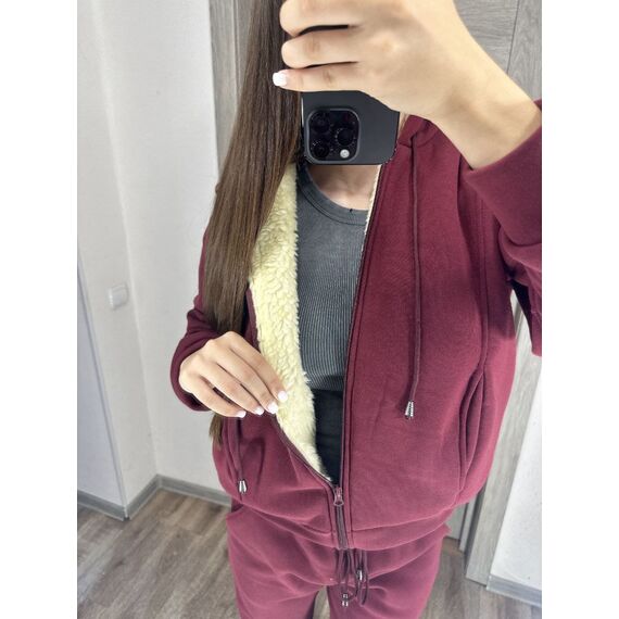 Женский теплый костюм двойка цвет бордо, Цвет: Бордовый, Размер: 54, изображение 2