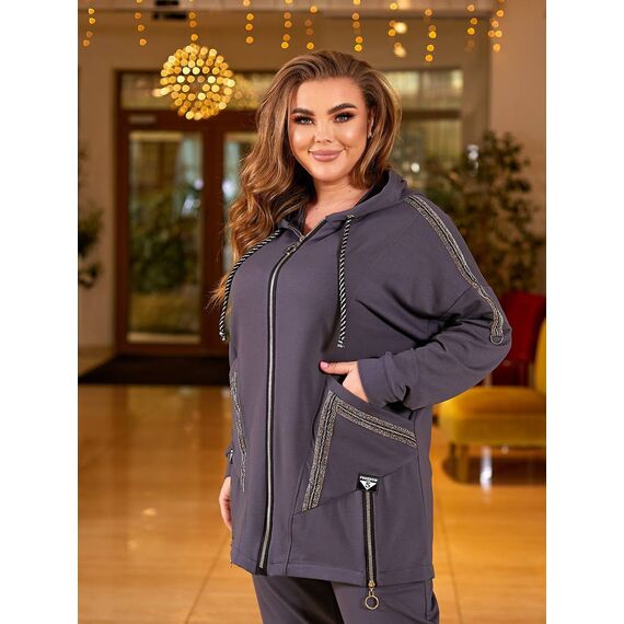 Женский спортивный костюм цвет графит, Цвет: Графитовый, Размер: 56, изображение 5