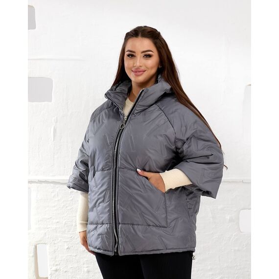 Женский теплый жилет с рукавами 3/4 цвет графит, Цвет: Графитовый, Размер: 50, изображение 5