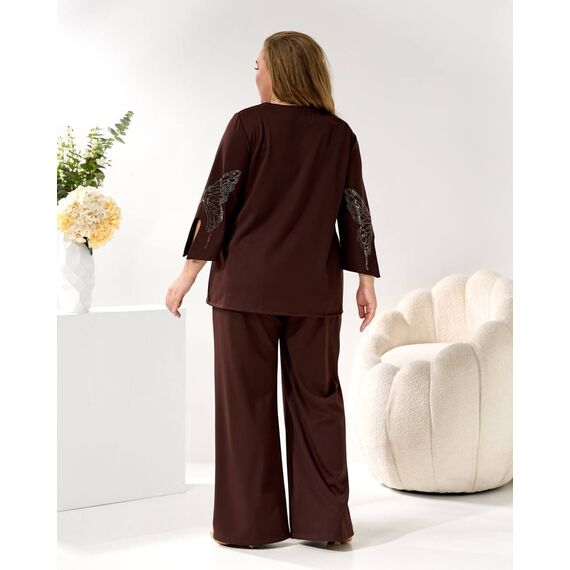 Женский трикотажный костюм двойка цвет шоколад, Цвет: Коричневый, Размер: 48, изображение 6