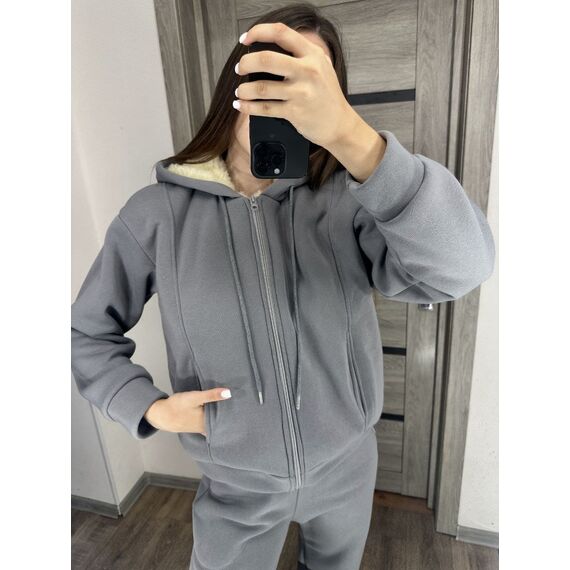 Женский теплый костюм двойка цвет серый, Цвет: Серый, Размер: 54, изображение 2