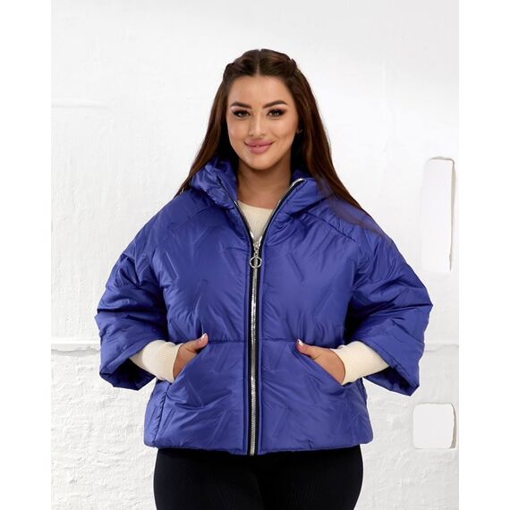 Женский теплый жилет с рукавами 3/4 цвет электрик, Цвет: Синий, Размер: 50